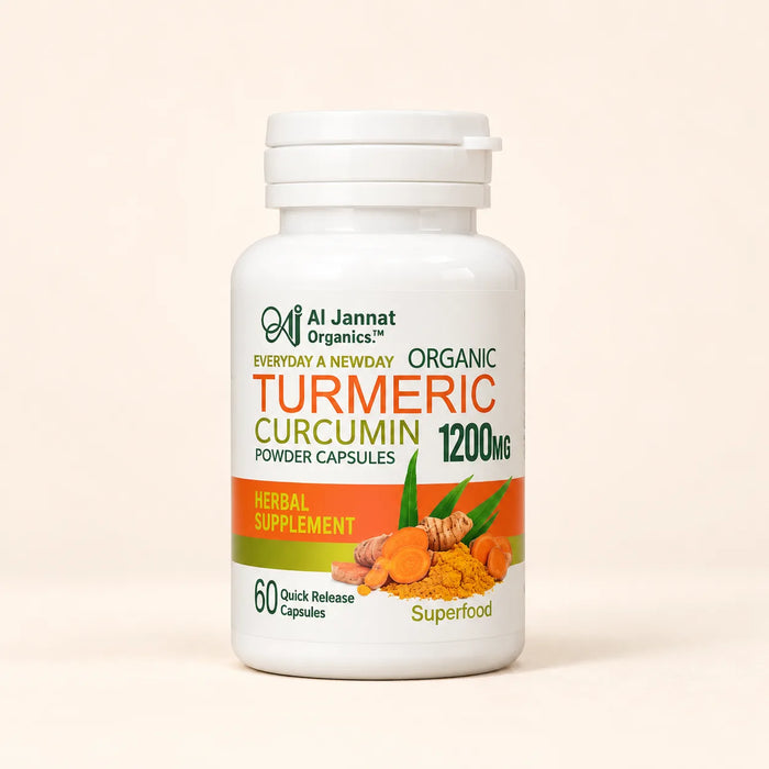 Al Jannat Organics Organic Turmeric Curcumin 1200mg – 60 Capsules