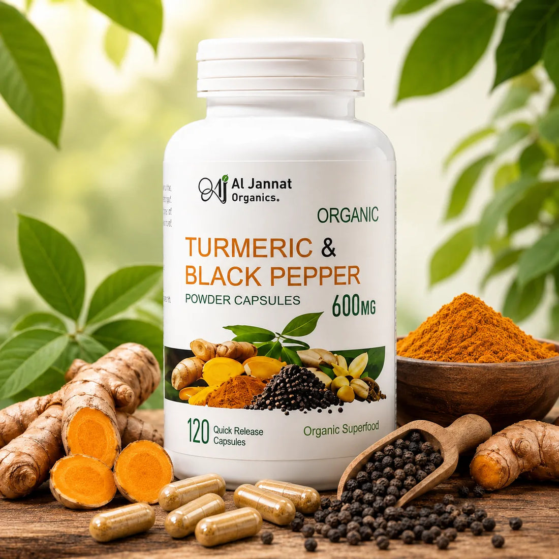 Turmeric & Black Pepper Powder Capsules 600mg